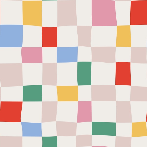 Hand-drawn checkerboard multicolor
