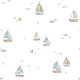 Nautical Nursery Sailboat Scene in White