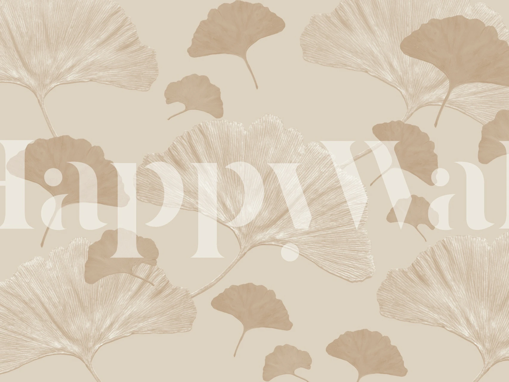 Ginkgo Leaves Beige Dream 1 wallpaper in a room