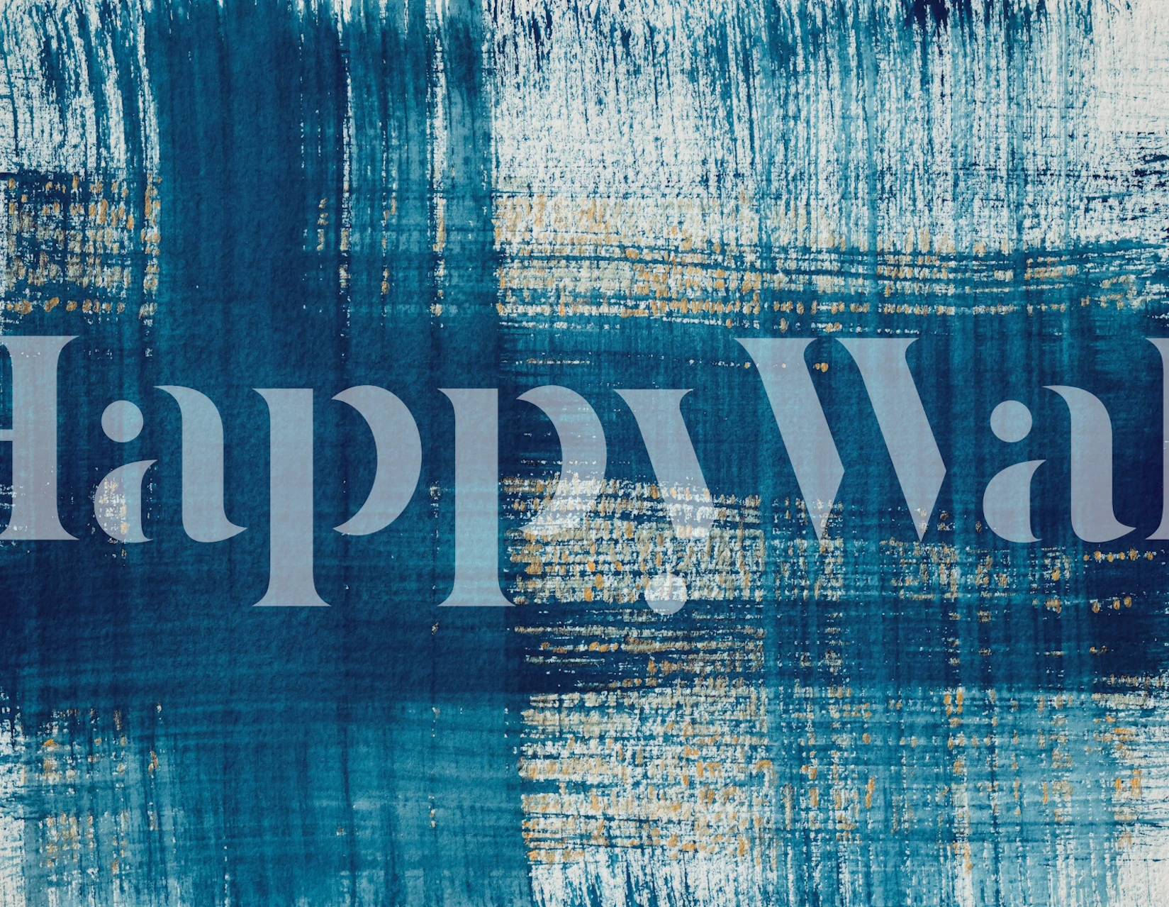 Blue and Gold Abstract Painted Texture wallpaper in a room