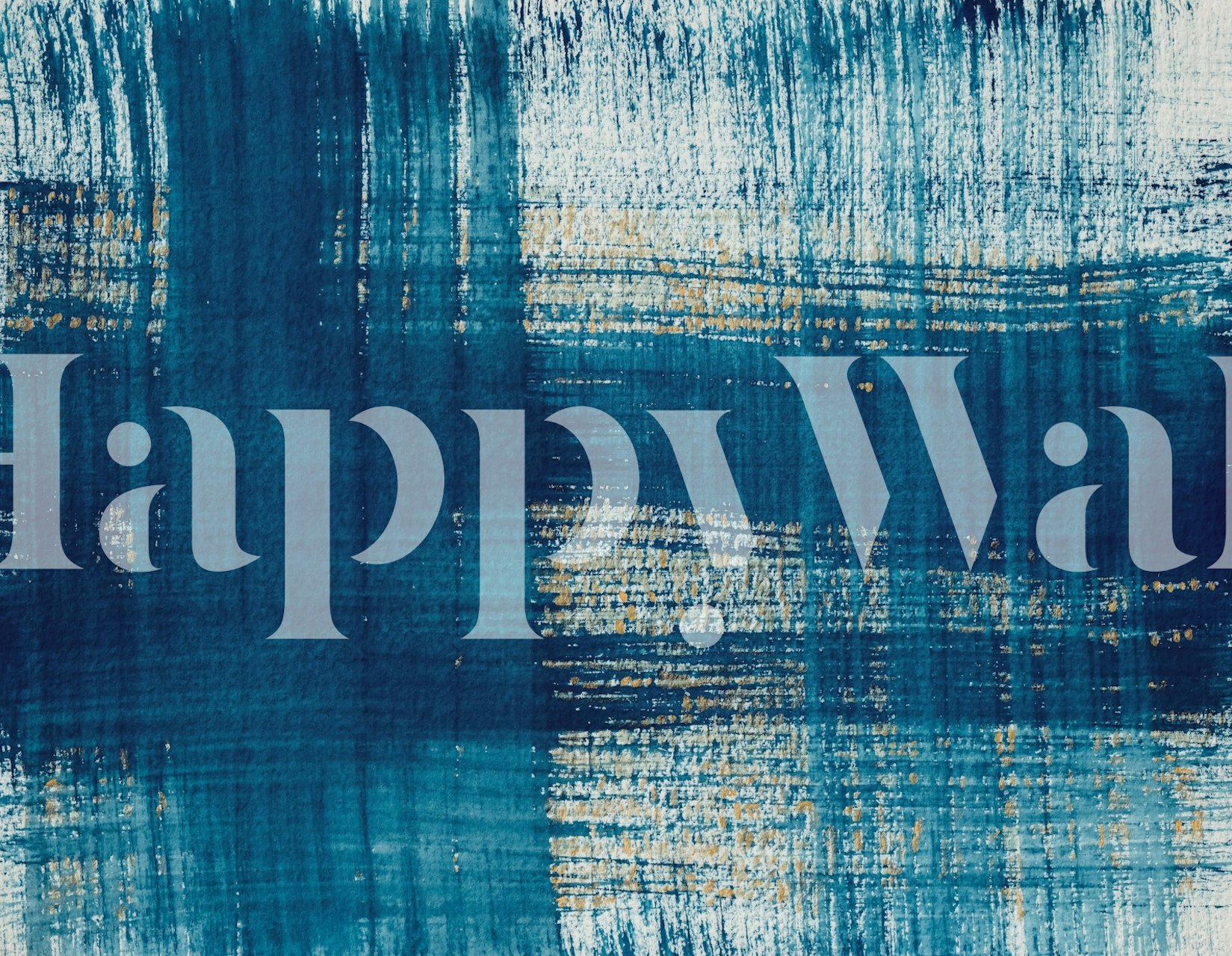 Blue and Gold Abstract Painted Texture wallpaper in a room