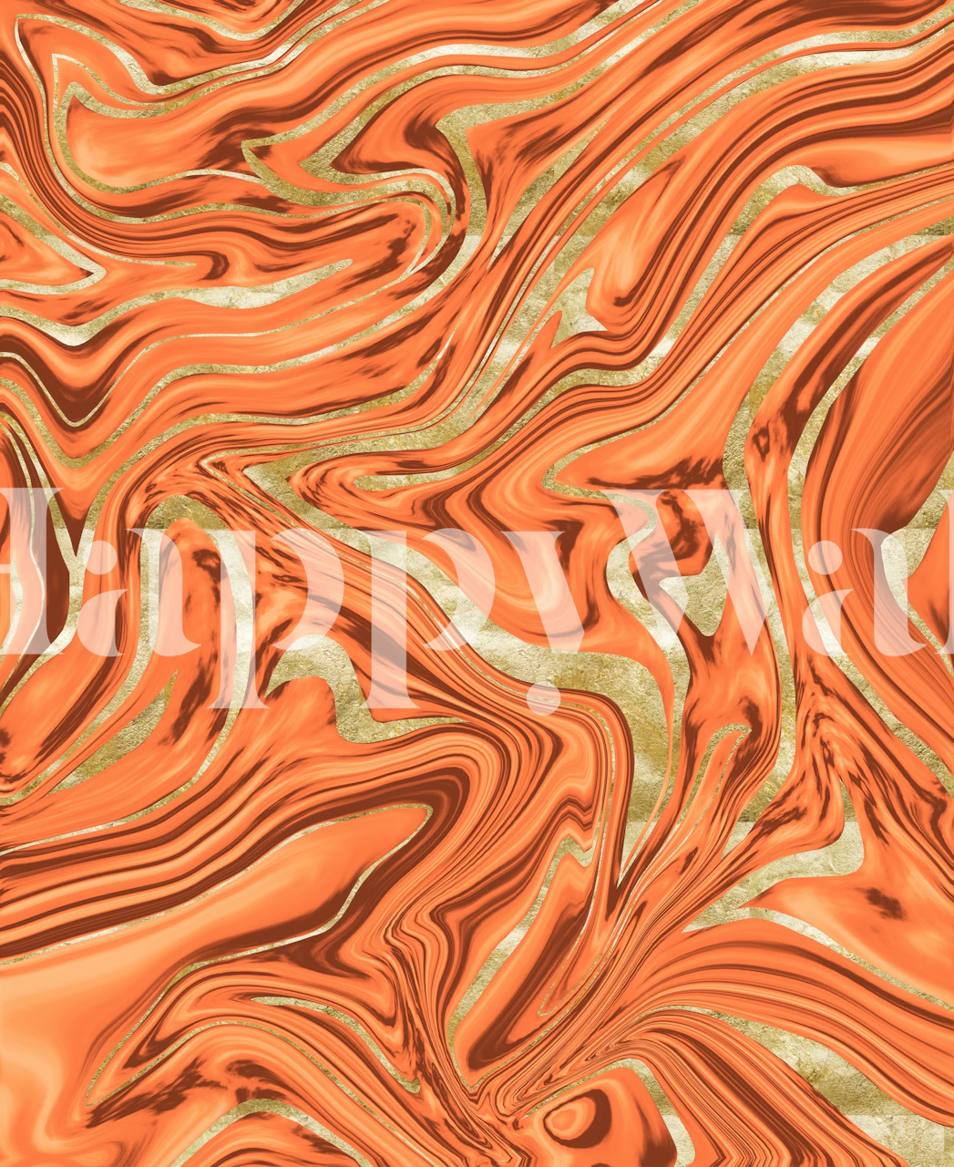 Orange and gold marble pattern wallpaper