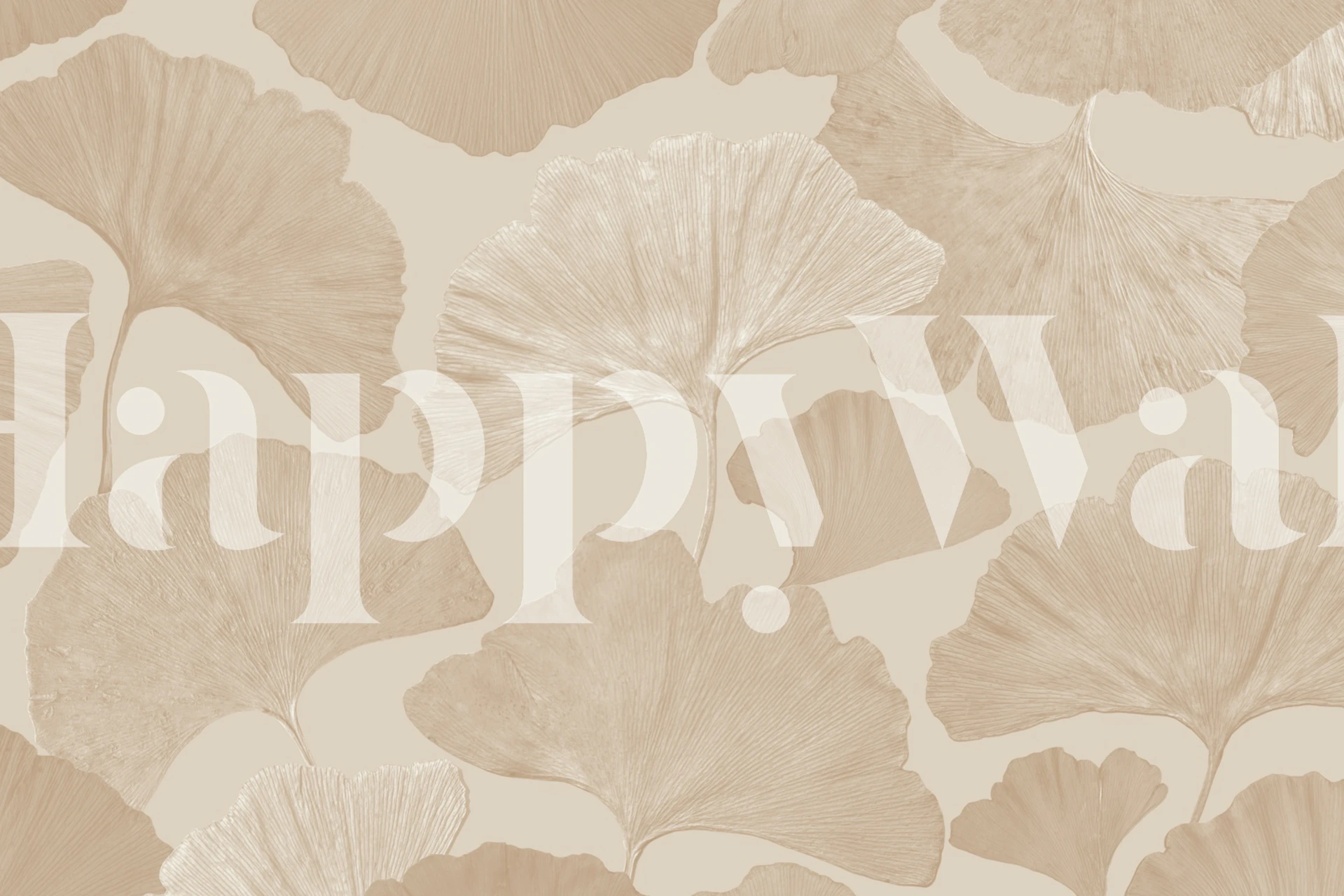 Ginkgo Leaves Beige Dream 2 wallpaper in a room