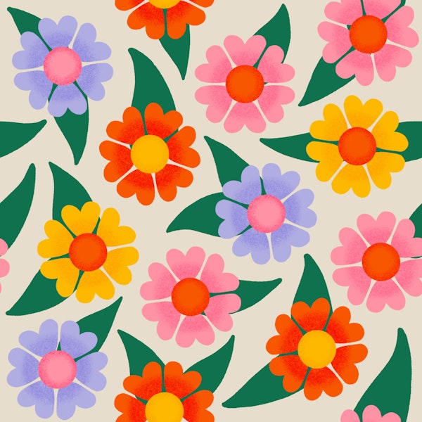 Scattered Retro Florals