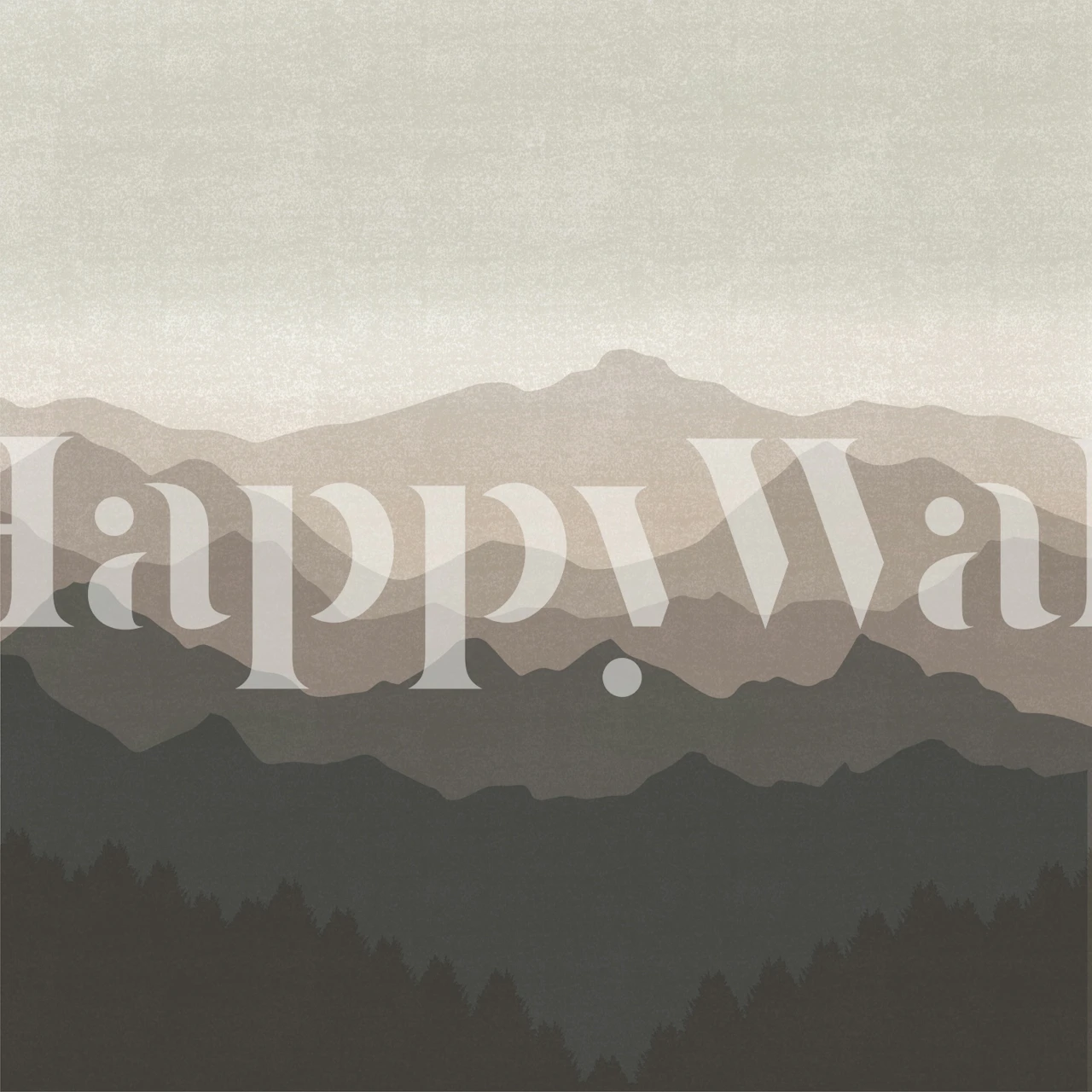 Sepia mountain silhouettes wallpaper in a room