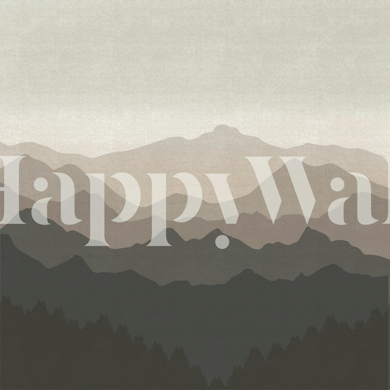 Sepia Mountain Silhouettes tapet i et rom