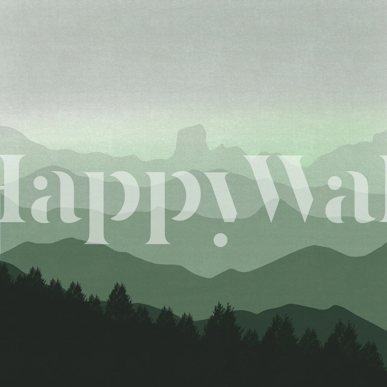 Layered Peaks in Soft Green wallpaper in room