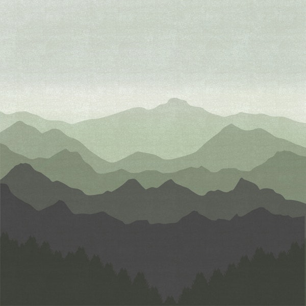 Foggy Green Mountain Range