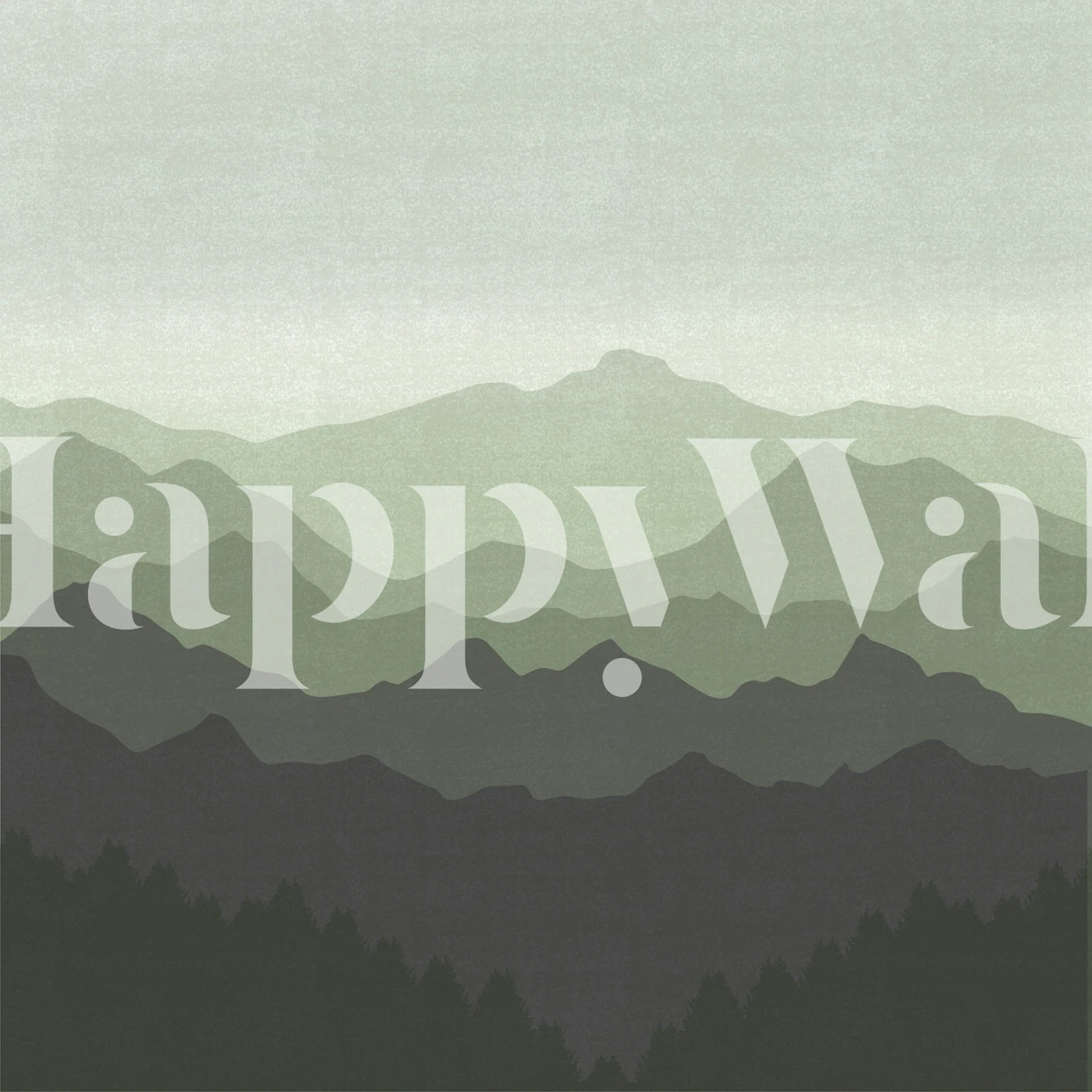 Tapeta Foggy Green Mountain Range v místnosti