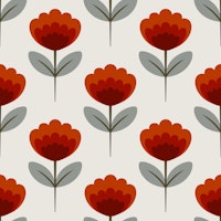 Scandi Floral Red Blooms behang