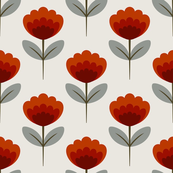 Scandi Floral Red Blooms