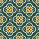 Retro Clover Floral Tiles Teal Yellow