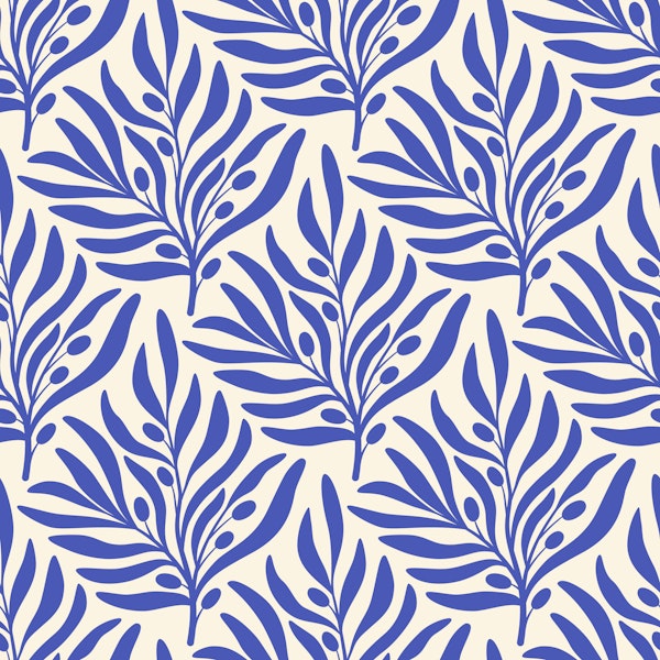 Blue Olives Branches Pattern