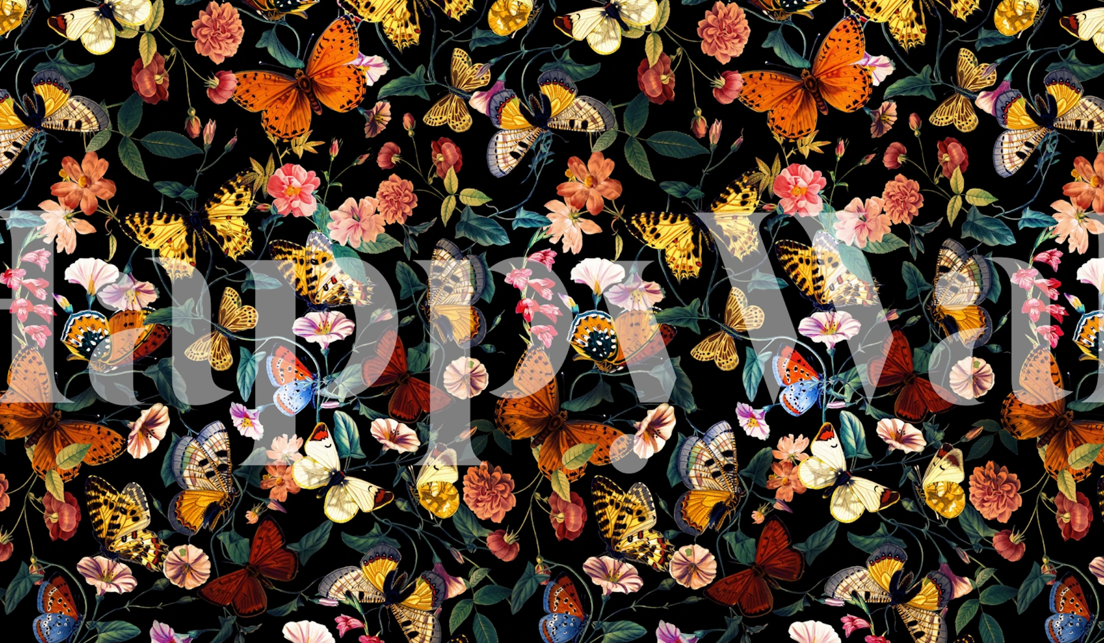 Tapeta Butterfly Garden Night w pokoju