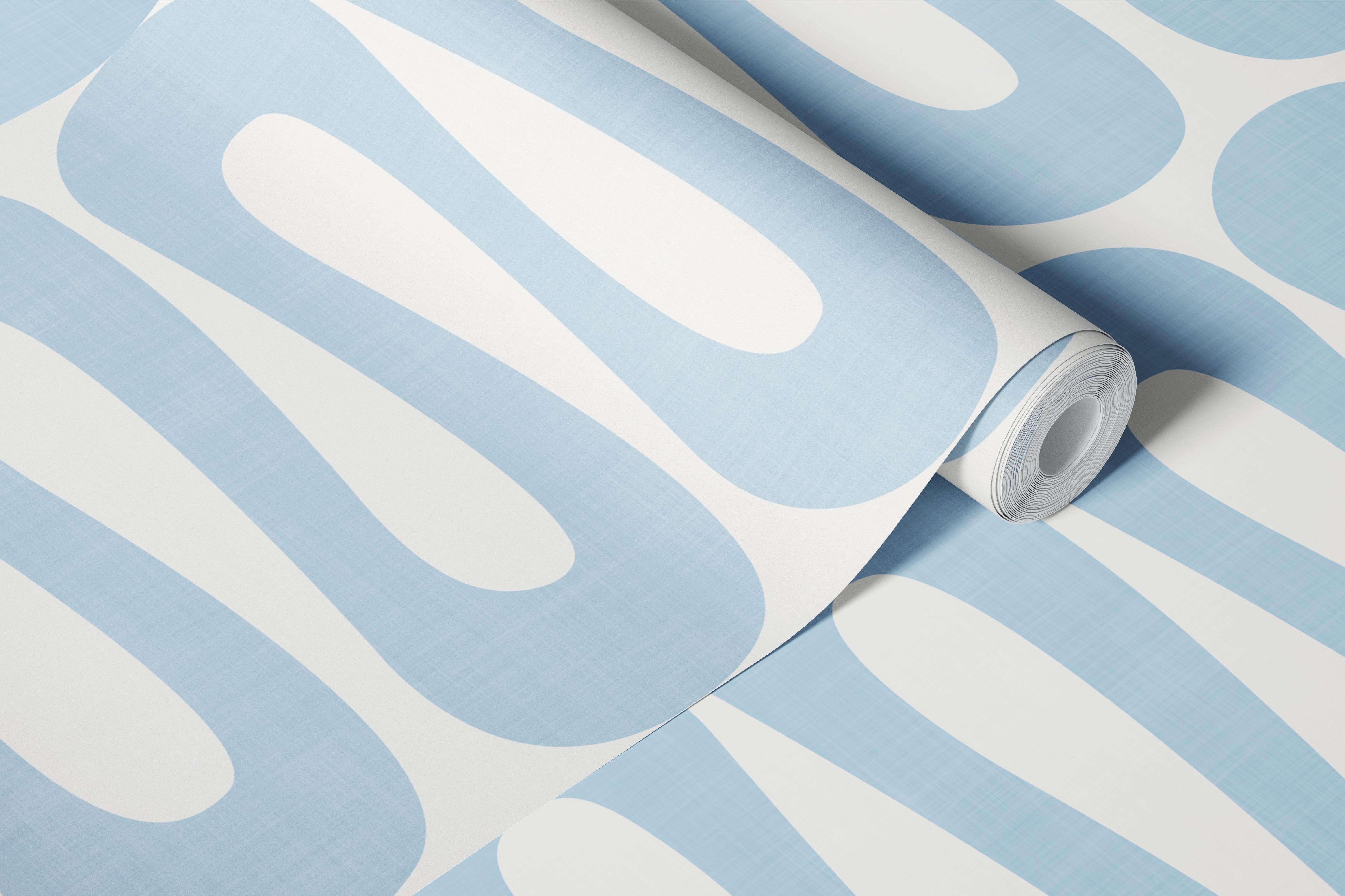 Soft blue wavy stripes wallpaper in a room
