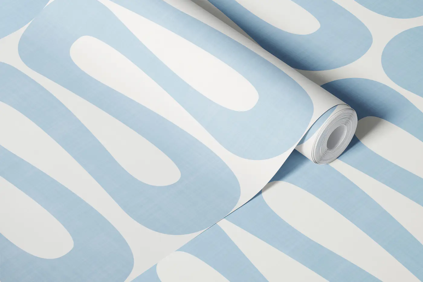 Soft Blue Wavy Stripes Abstract Modern Curves wallpaper roll