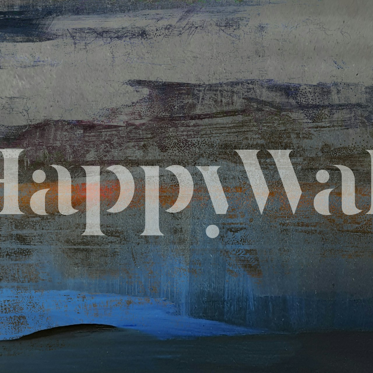 b l u e wallpaper displayed in a modern room