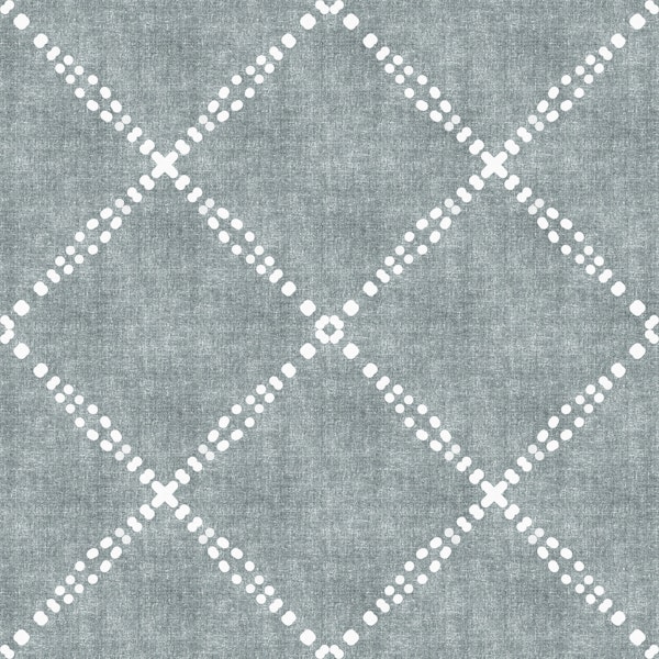 Boho Dotted Trellis Grunge Calming Blue