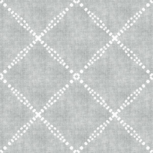 Boho Dotted Trellis Grunge Grey Clouds