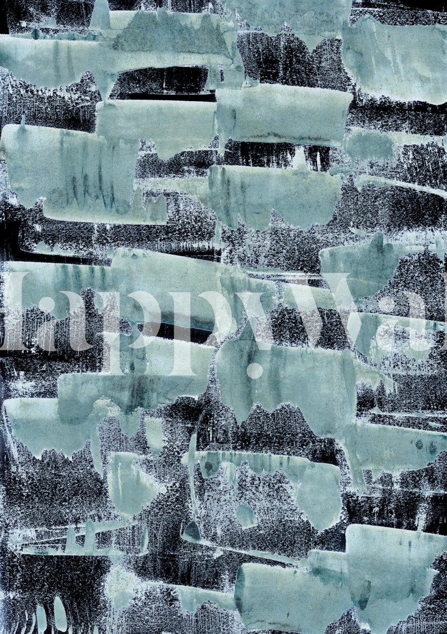 Aquatic blue and indigo wallpaper in a room