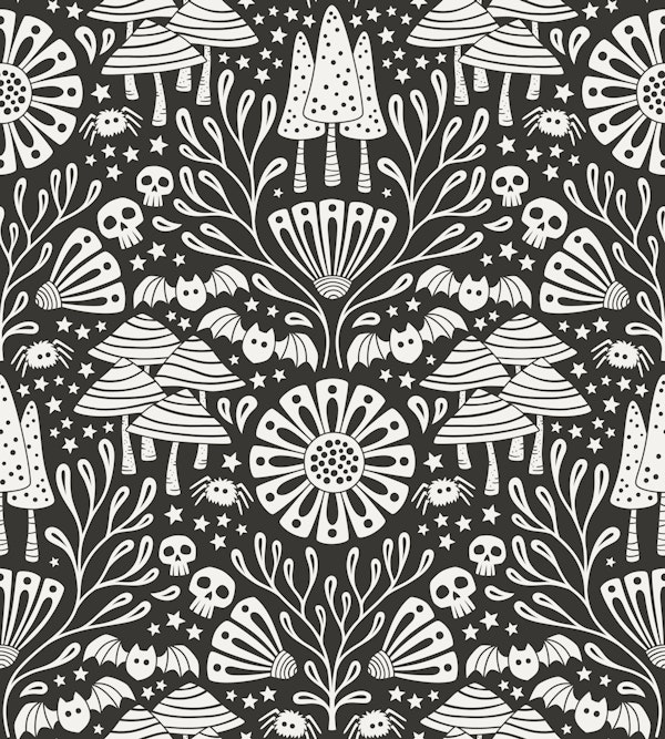 whimsy gothic forest - black and white