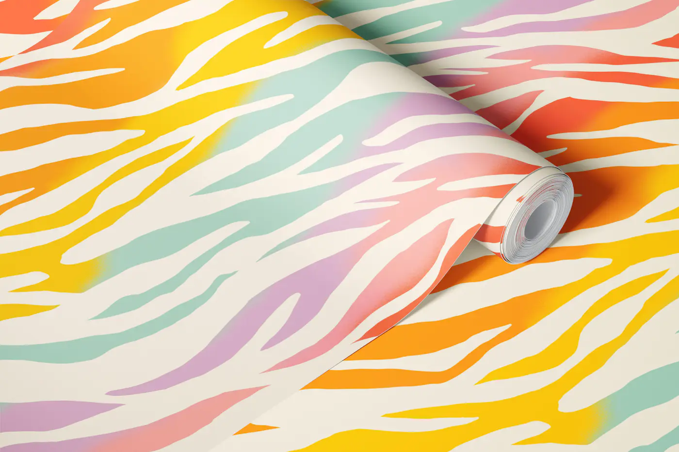 Dopamine colorful zebra fur wallpaper roll