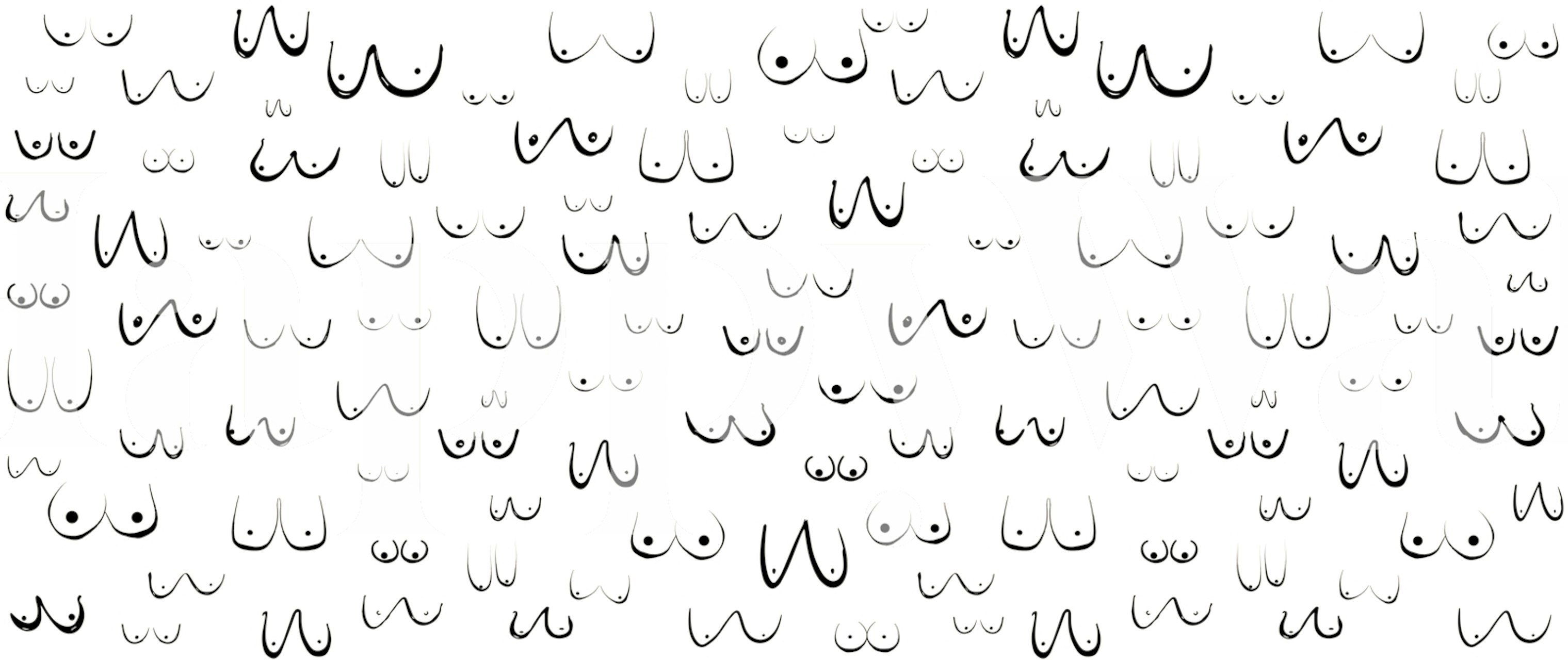 Boobs Abstract White behang in een kamer