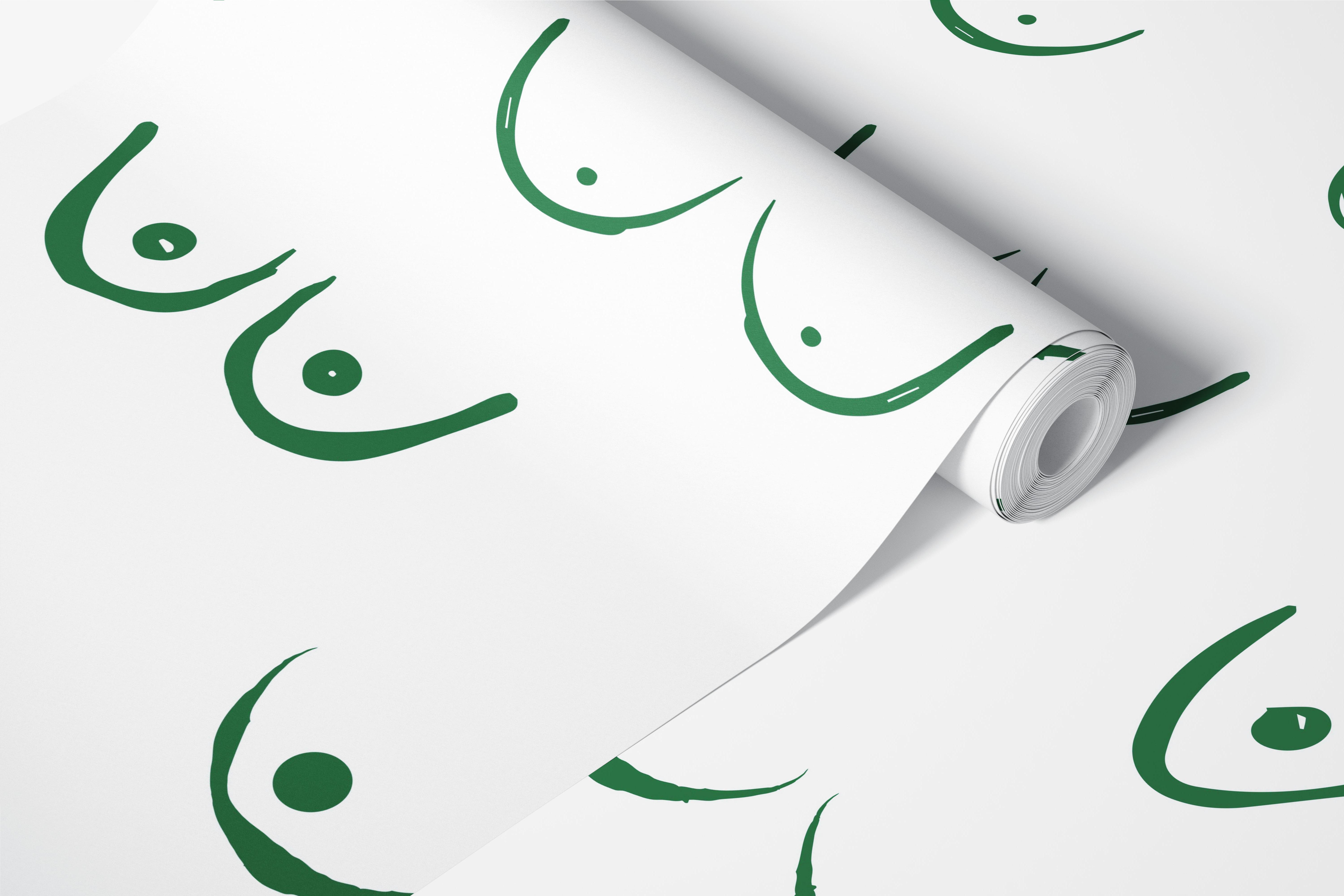 Boobs Abstract Green Tapetdesign