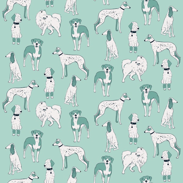 Playful Dogs Seamless Mint