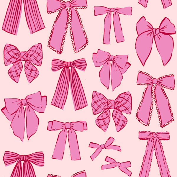 Pink Ribbon Bows on Blush