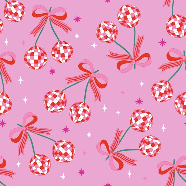 Retro Cherry Bow Candy Pink