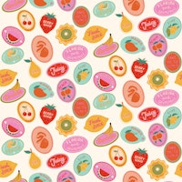 Retro Fruit Stickers Collage tapetit