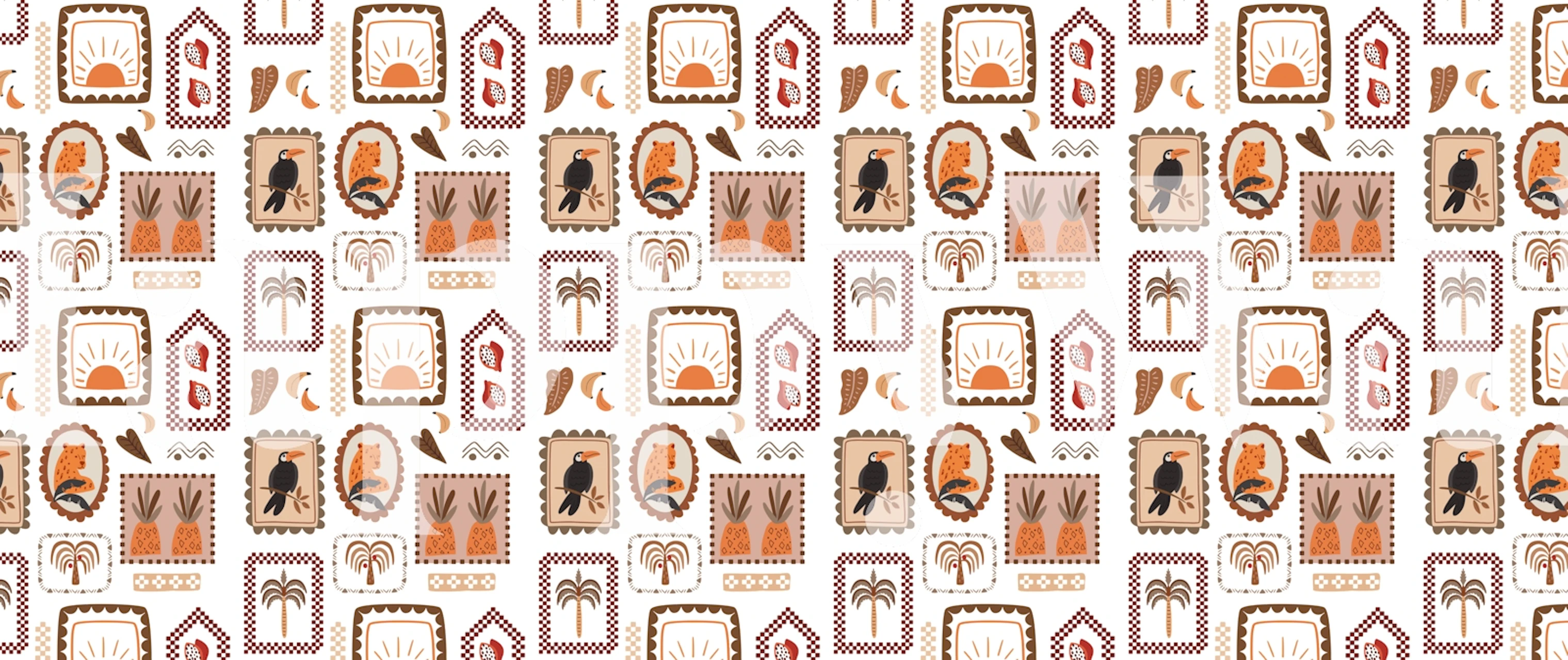 Tapeta Tropics Jungle White vystavená v místnosti