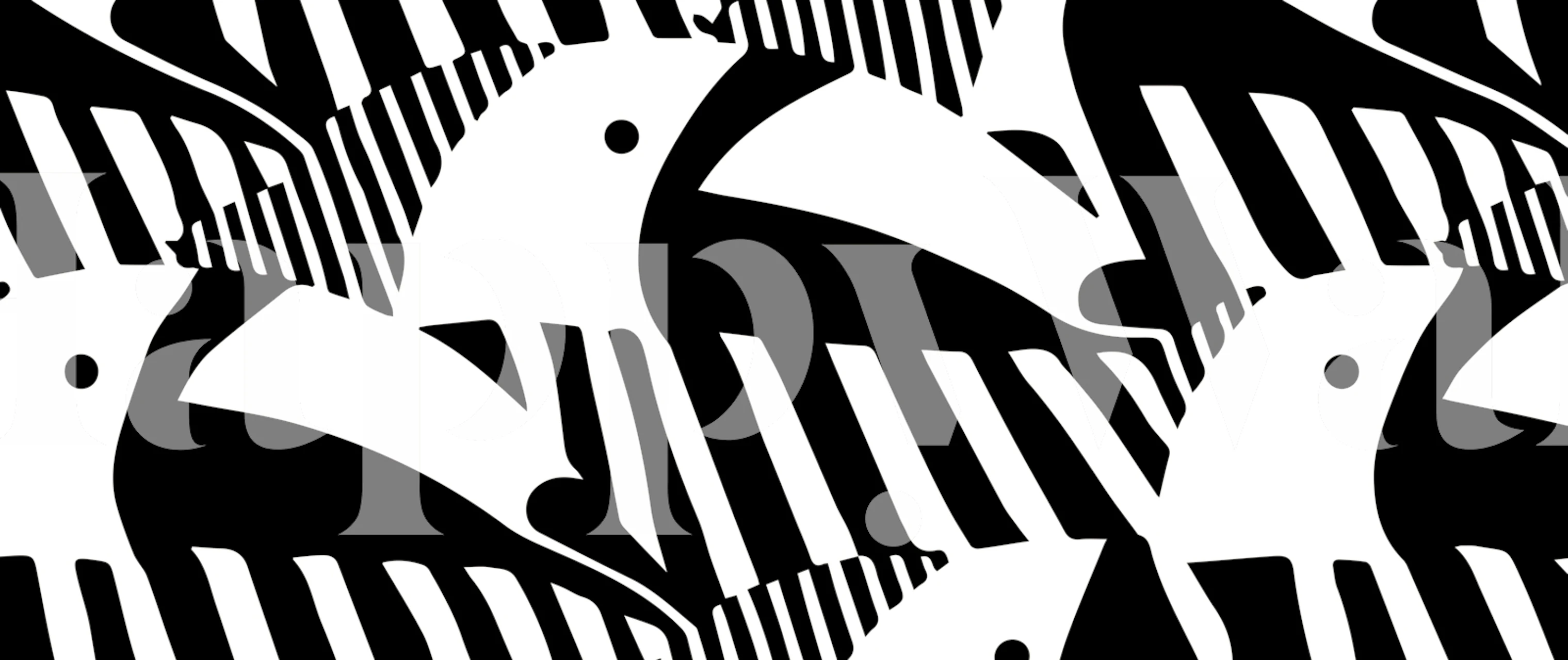 Birds geometric design wallpaper in a room