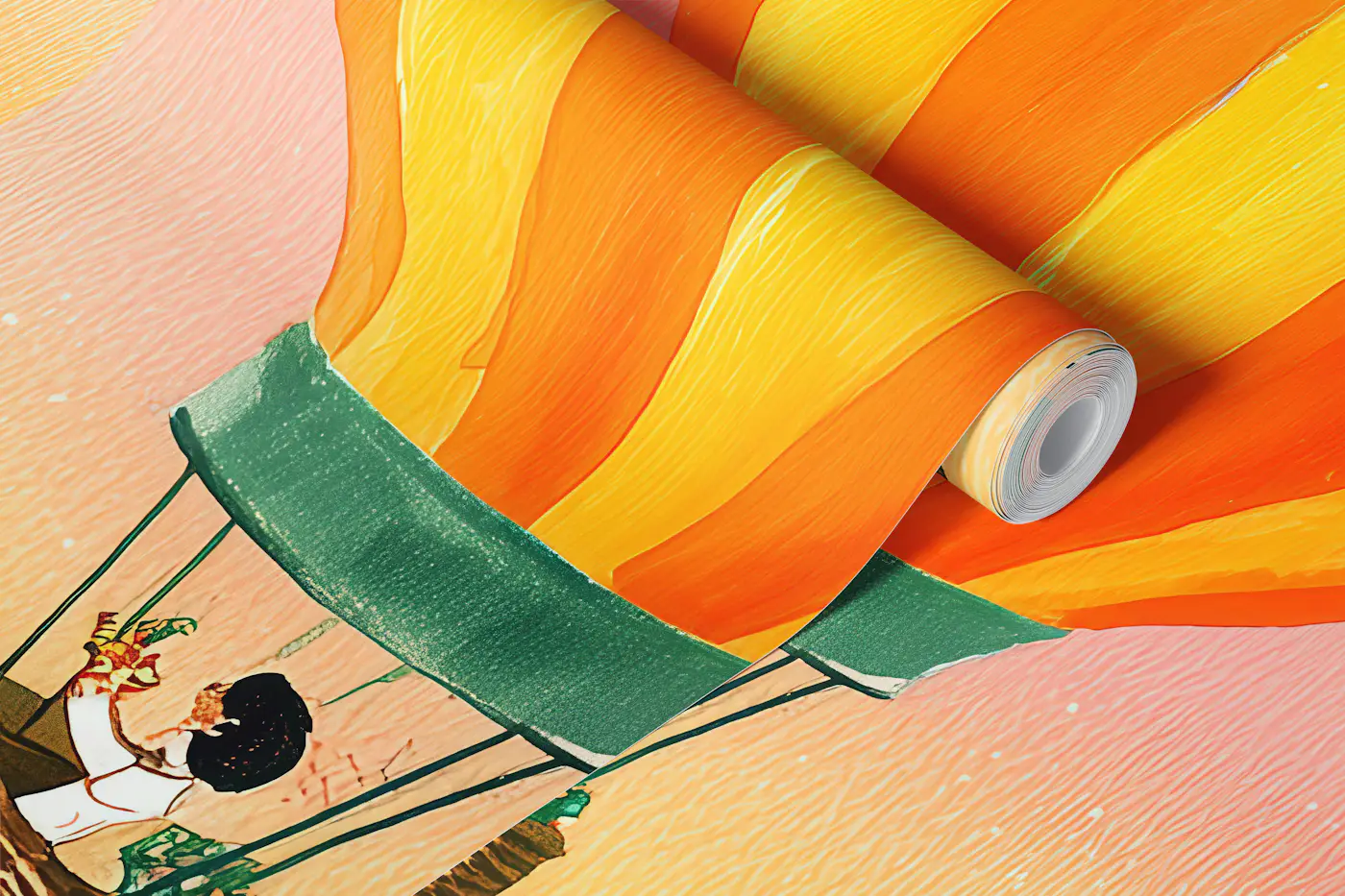Whimsical Hot Air Balloon Town wallpaper roll