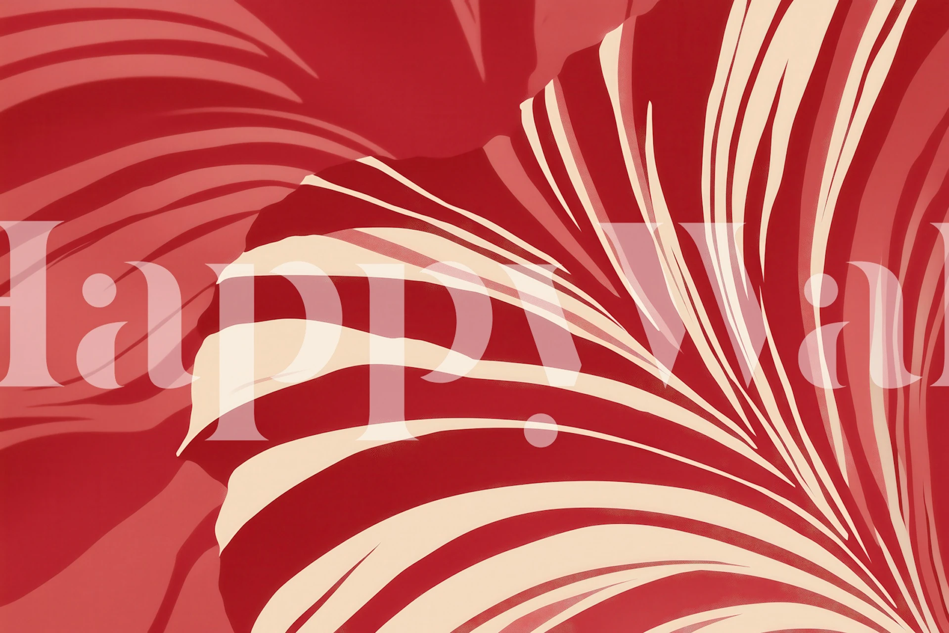 Abstract Red Flowing Forms wallpaper in a room