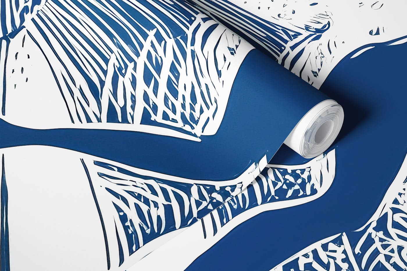 Stylized Surfing Wave Illustration wallpaper roll