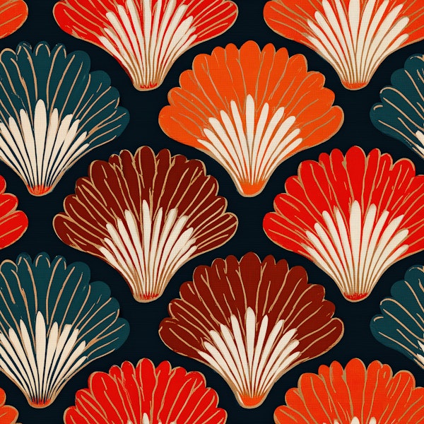Retro Shell Floral Pattern