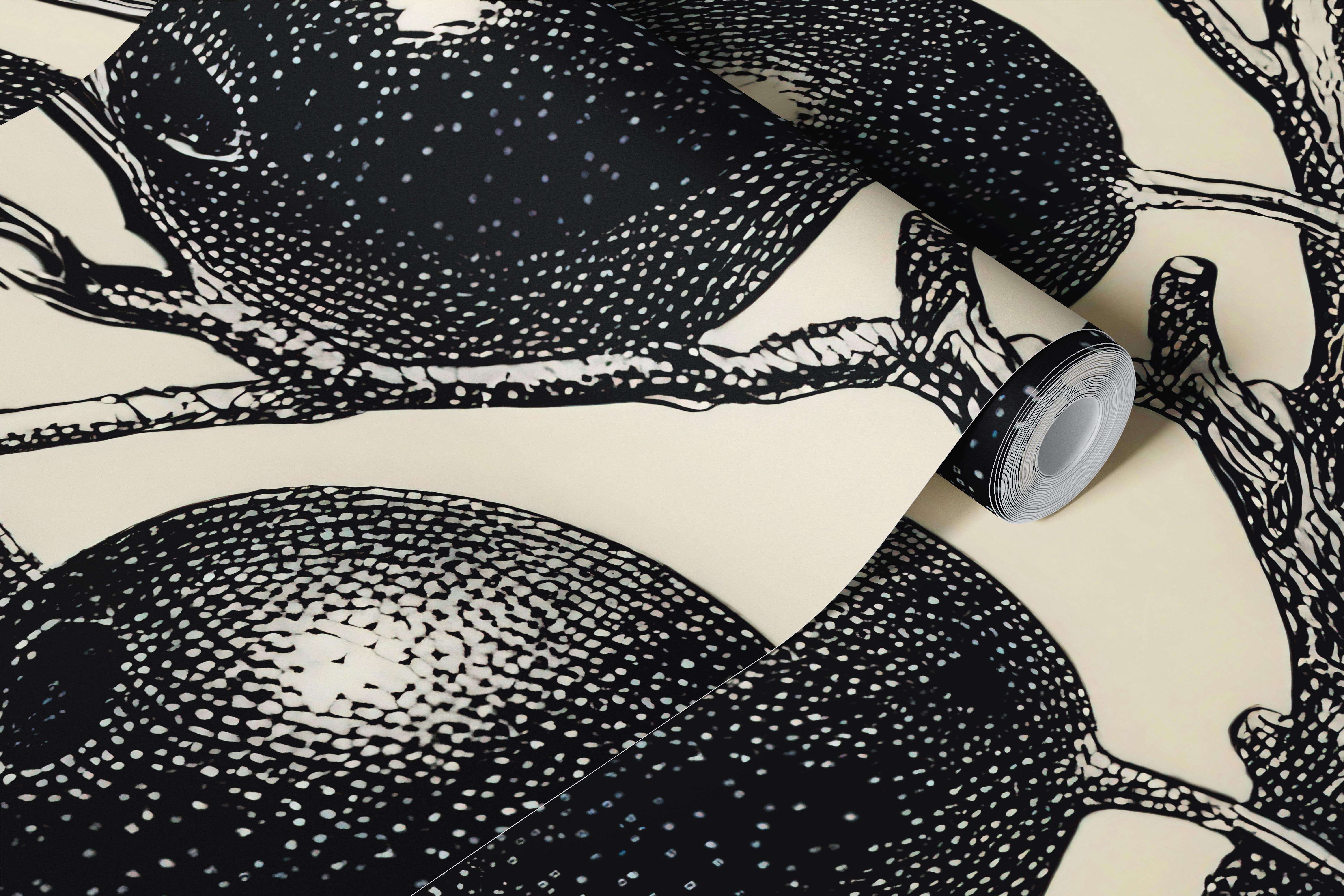 Vintage Olive Botanical Engraving wallpaper in a room