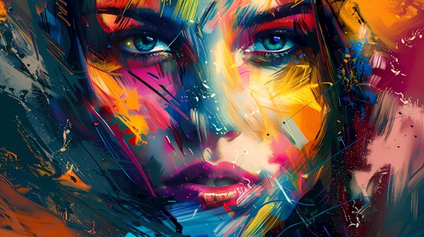 Colorful Modern Portrait Closeup