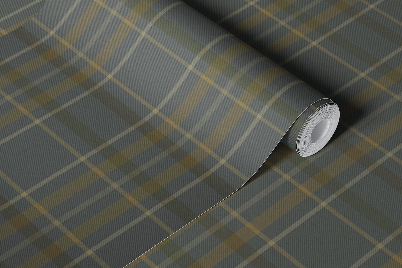 Muted Olive Gray Tartan Plaid wallpaper roll