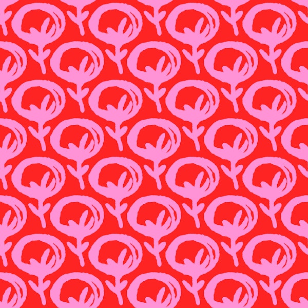 Vibrant Pop Roses Preppy Pink on Red Pattern