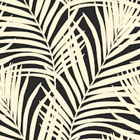 Coastal Palm Leaves - Art Deco Black Cream 1 wallpaper