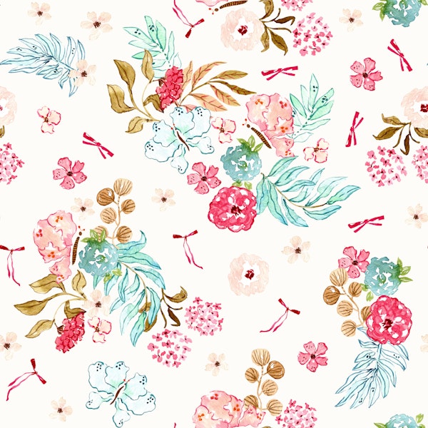 Soft Spring Flowers on Cream