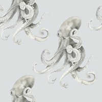 Watercolor Octopus Pattern M papel pintado