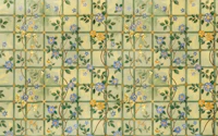 Classic Botanical Trellis With Blue Flowers wallpaper
