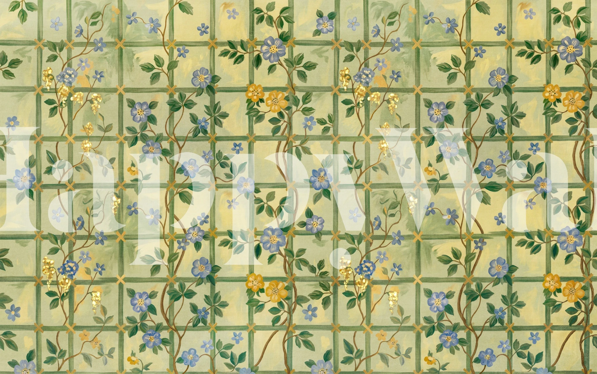 Classic Botanical Trellis wallpaper in a room