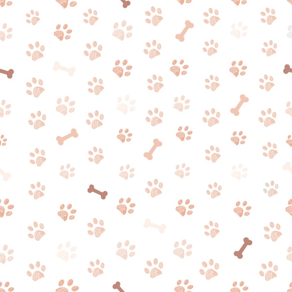 Paw Prints and Bones Beige