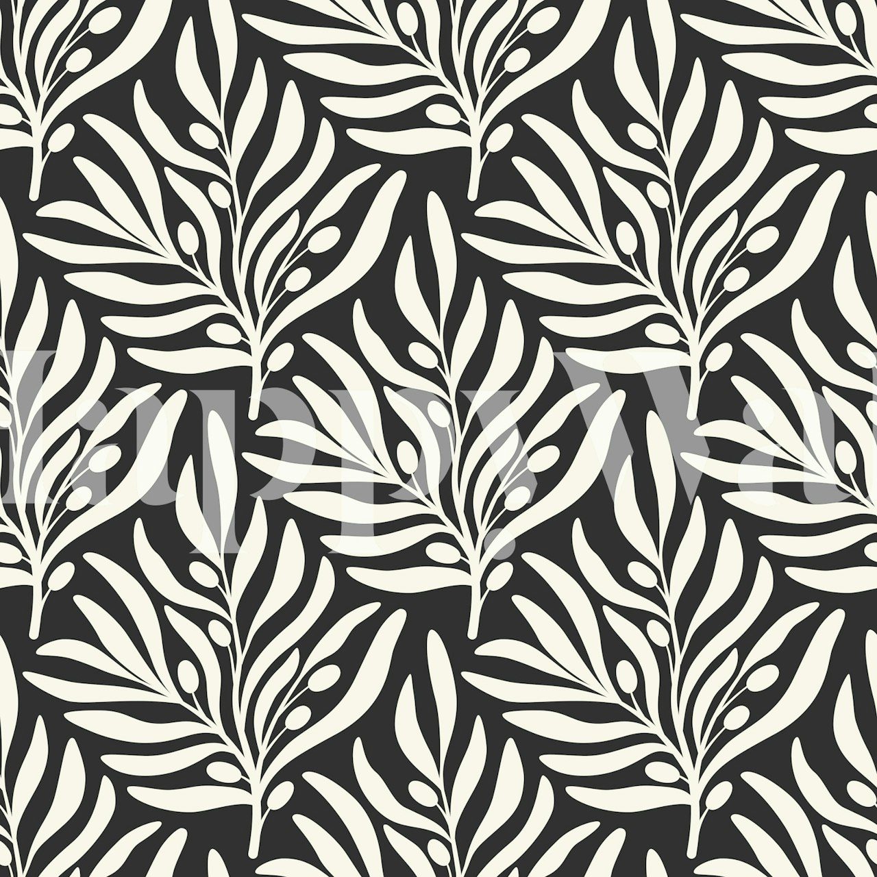Black olives branches wallpaper in a room