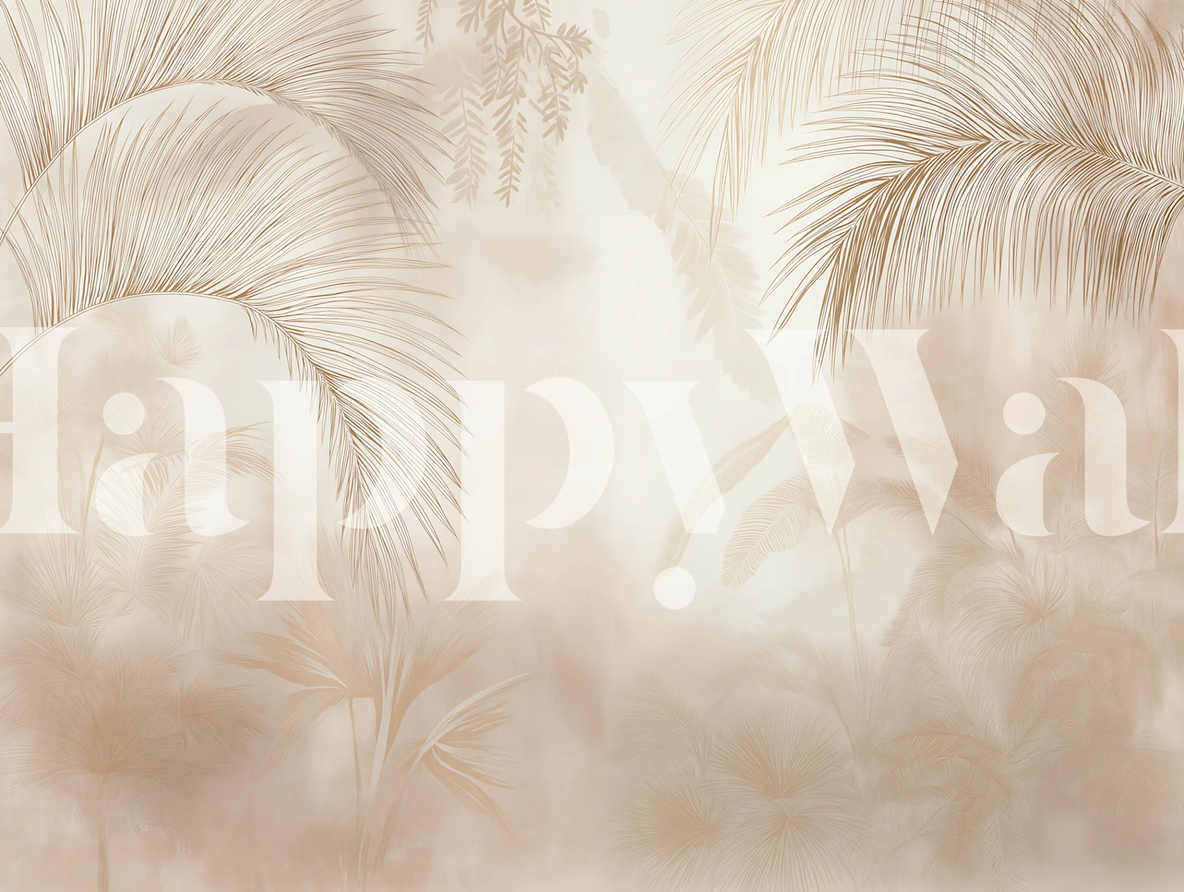 Sepia Palm Fronds Mist tapet i et rum